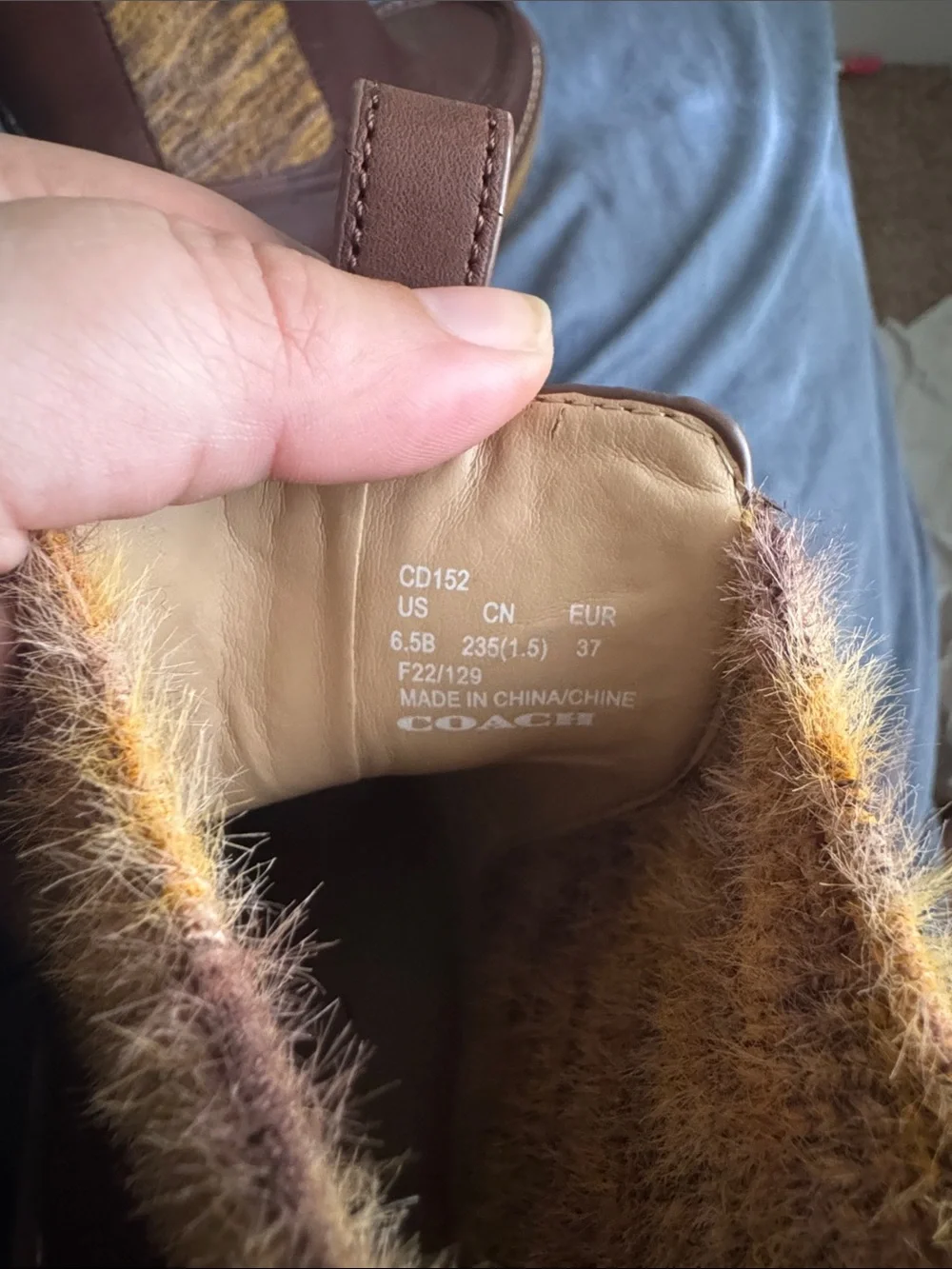 Coach Delaney Chelsea Boots Brown Leather Platform with Knit Panel